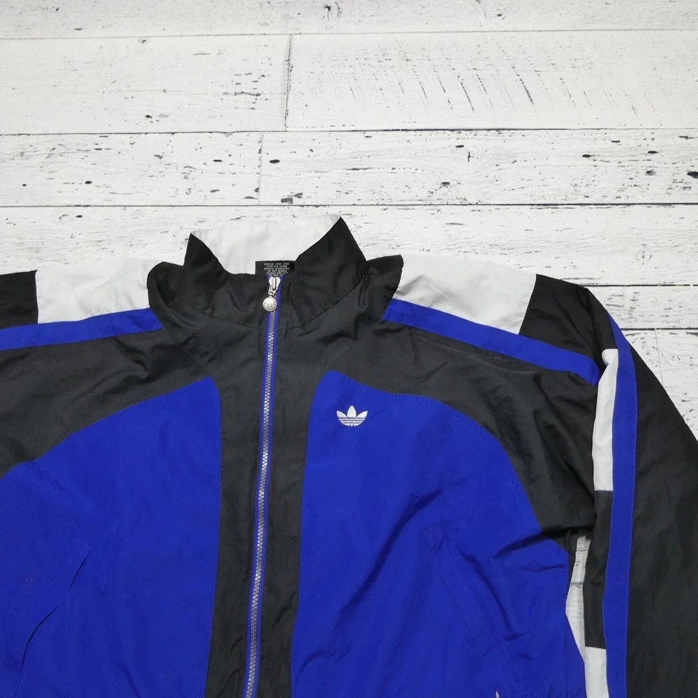 Vintage Adidas Originals Jacket Mens Large Blue Colorblock Windbreaker 90s